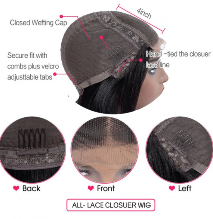 4x4 Body Wave Lace Wig, Closure Wig