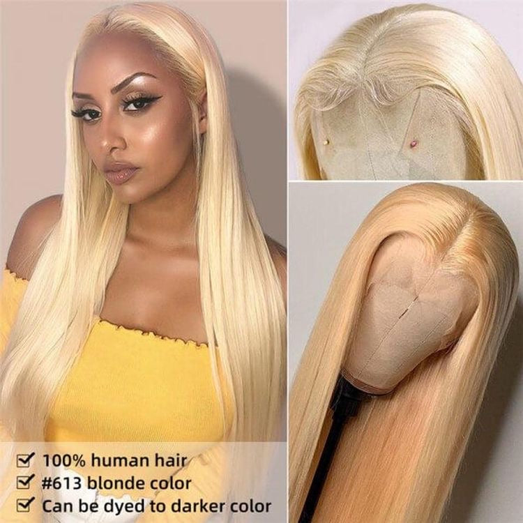 613 Blonde Straight 10A Virgin Hair 13x4 Lace Front Wigs