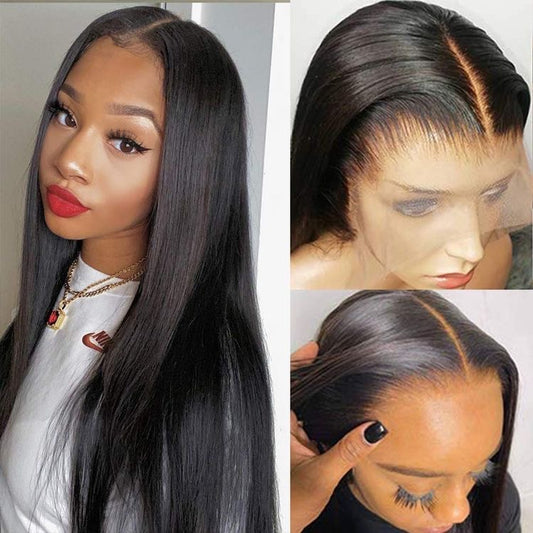 9A Virgin Hair Straight Natural Black 13x6 Lace Front Wigs