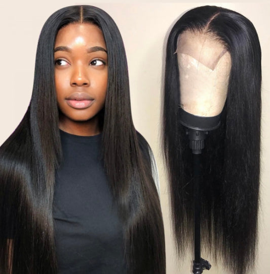 5x5 Closure Lace Wig, Natural Black Straight Virgin Hair