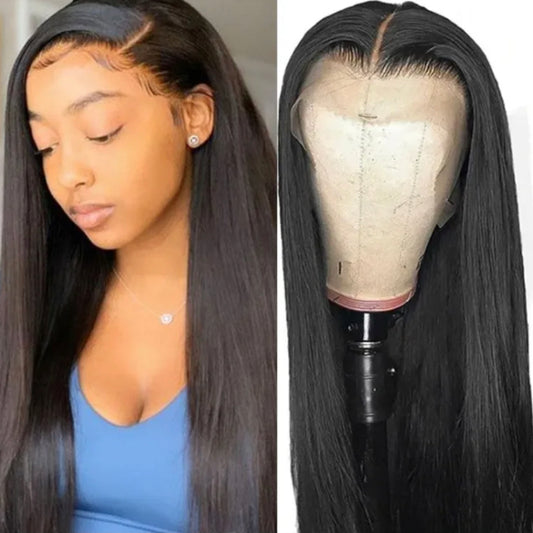 9A Virgin Hair Straight Natural Black 13x6 Lace Front Wigs